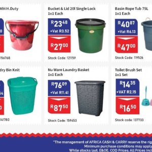 Laundry basket at Africa Cash and Carry