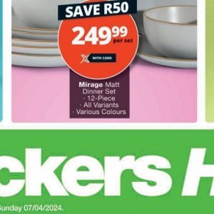 Dinner set at Checkers Hyper