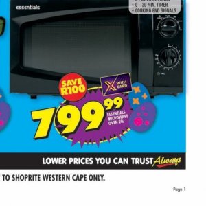 Microwave oven at Shoprite