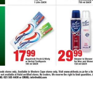 Toothpaste aquafresh  at OK Foods