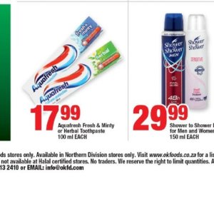 Toothpaste aquafresh  at OK Foods