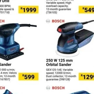 Orbital sander at Builders Warehouse