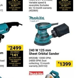 Orbital sander at Builders Warehouse