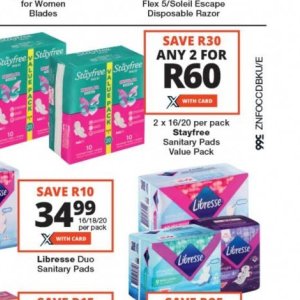 Sanitary pads libresse  at Checkers