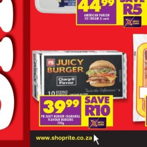 Burgers at Shoprite