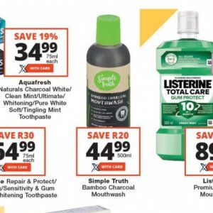 Mouthwash listerine  at Checkers