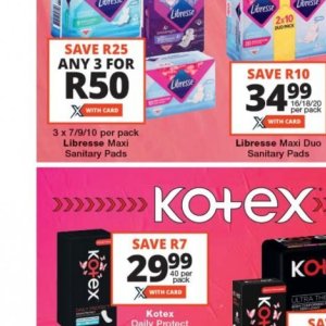 Sanitary pads libresse  at Checkers