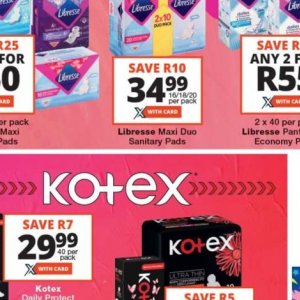 Sanitary pads libresse  at Checkers