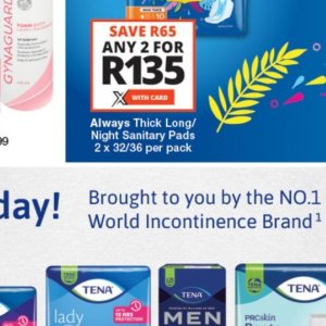 Sanitary pads at Checkers