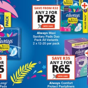 Sanitary pads at Checkers