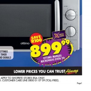 Microwave oven at Shoprite