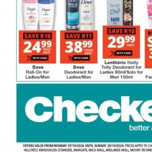 Deodorant dove  at Checkers