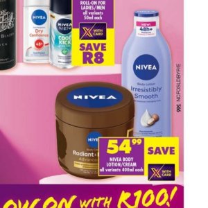 Body lotion nivea  at Shoprite