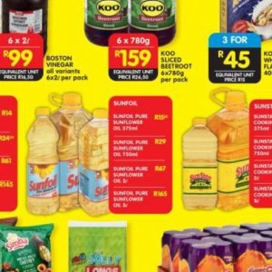 Sunflower oil at Shoprite