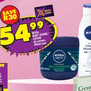 Body cream nivea  at Shoprite