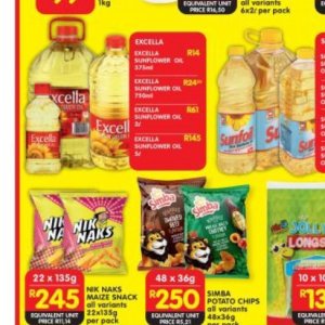 Sunflower oil at Shoprite