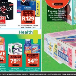 Sanitary pads at Checkers Hyper