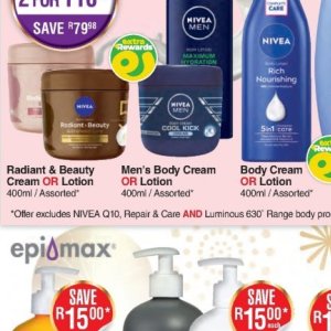 Body cream at Dis-Chem Pharmacies