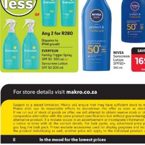 Sunscreen lotion nivea  at Makro