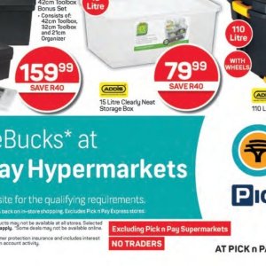 Storage box at Pick n Pay Hyper