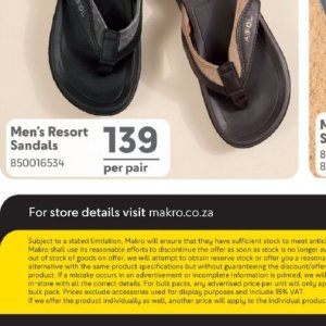 Sandals at Makro