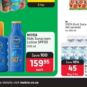 Sunscreen lotion nivea  at Makro