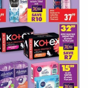 Sanitary pads libresse  at Shoprite