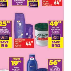 Body cream at Shoprite