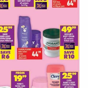 Body cream at Shoprite