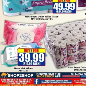 Wet wipes at Three Star Cash and Carry