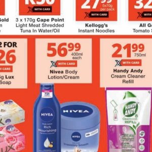 Body lotion nivea  at Checkers
