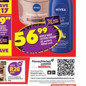 Body lotion nivea  at Shoprite