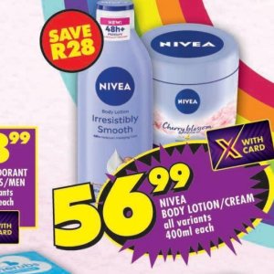 Body lotion nivea  at Shoprite