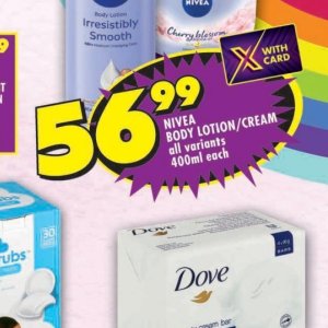 Body lotion nivea  at Shoprite