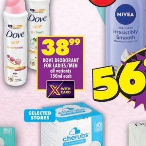 Deodorant dove  at Shoprite