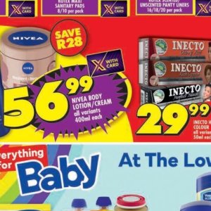 Body lotion nivea  at Shoprite