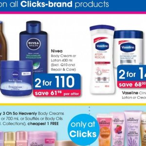Body cream at Clicks