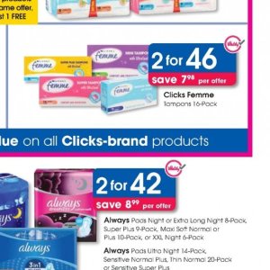 Tampons at Clicks