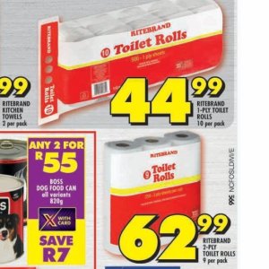 Toilet rolls at Shoprite