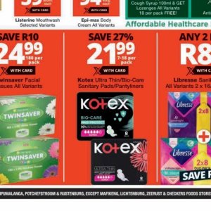 Sanitary pads libresse  at Checkers