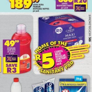 Sanitary pads at Shoprite