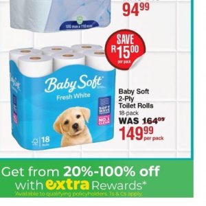 Toilet rolls at Dis-Chem Pharmacies
