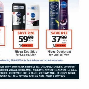 Deodorant nivea  at Checkers