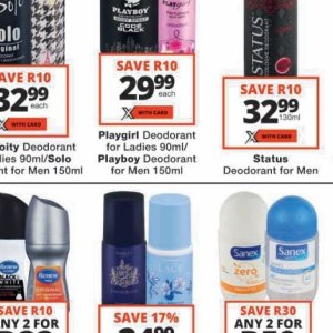 Deodorant at Checkers