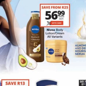 Body lotion nivea  at Checkers