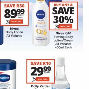 Body lotion nivea  at Checkers
