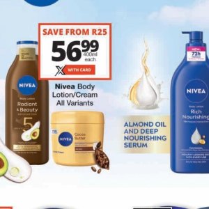 Body lotion nivea  at Checkers