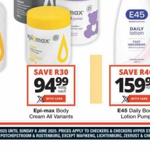 Body cream at Checkers