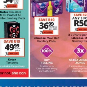 Sanitary pads libresse  at Checkers