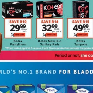Sanitary pads at Checkers